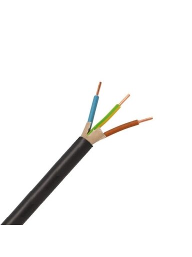 Jėgos kabelis Lietkabelis CYKY 2x1.5 mm² (Monolitinis, juodas, 450/750V, 1m.)