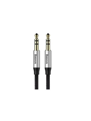 Jungiamasis garso kabelis BASEUS CAM30-BS1 (3.5mm-3.5mm, stereo, 1m, pilkas/juodas)