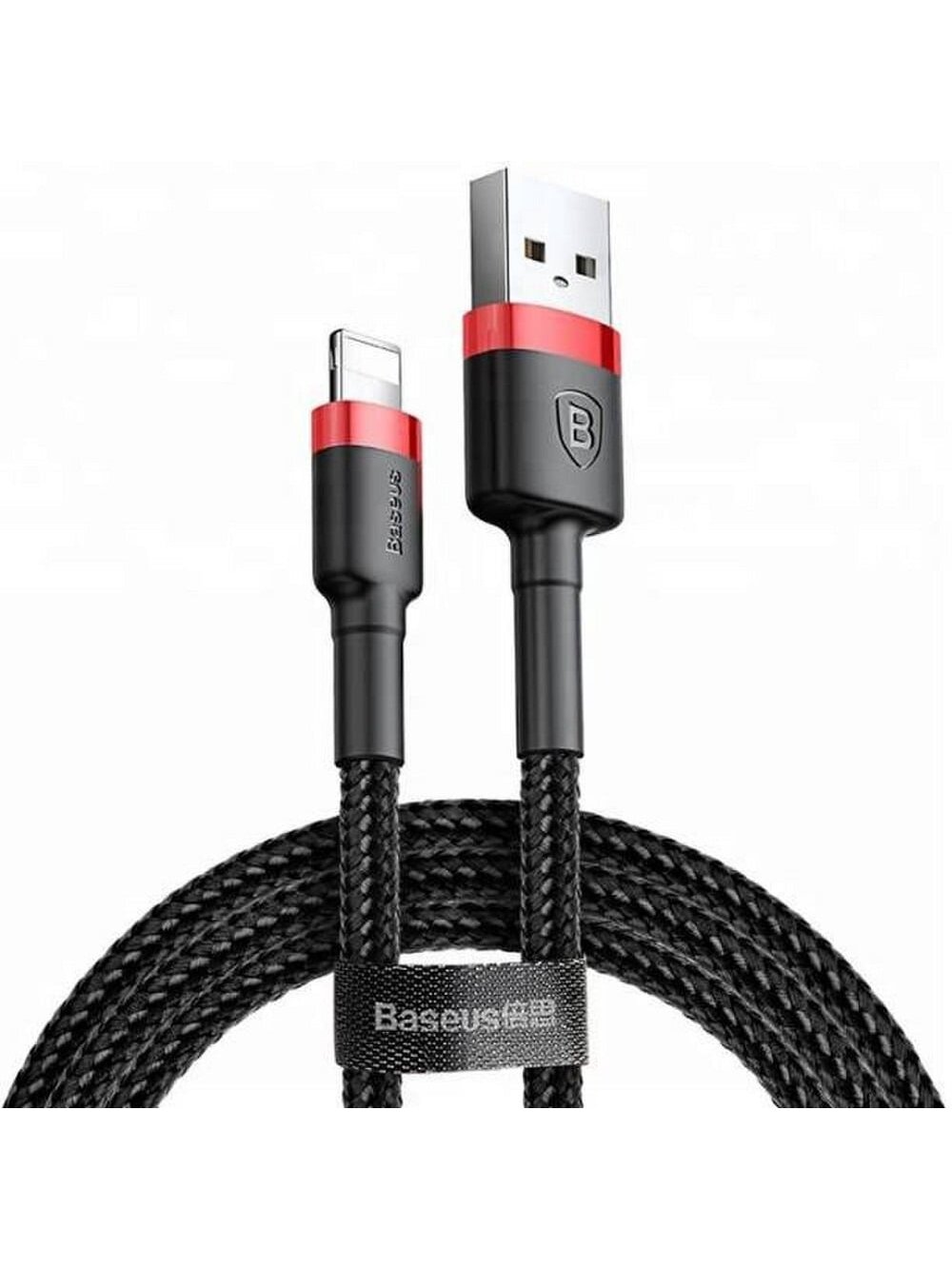 Kabelis USB A - Lightning BASEUS CALKLF-B19 (1.0m, QC3.0, nailoninis, raudonas/juodas) Kabelis USB A - Lightning BASEUS CALKLF-B19 (1.0m, QC3.0, nailoninis, raudonas/juodas)