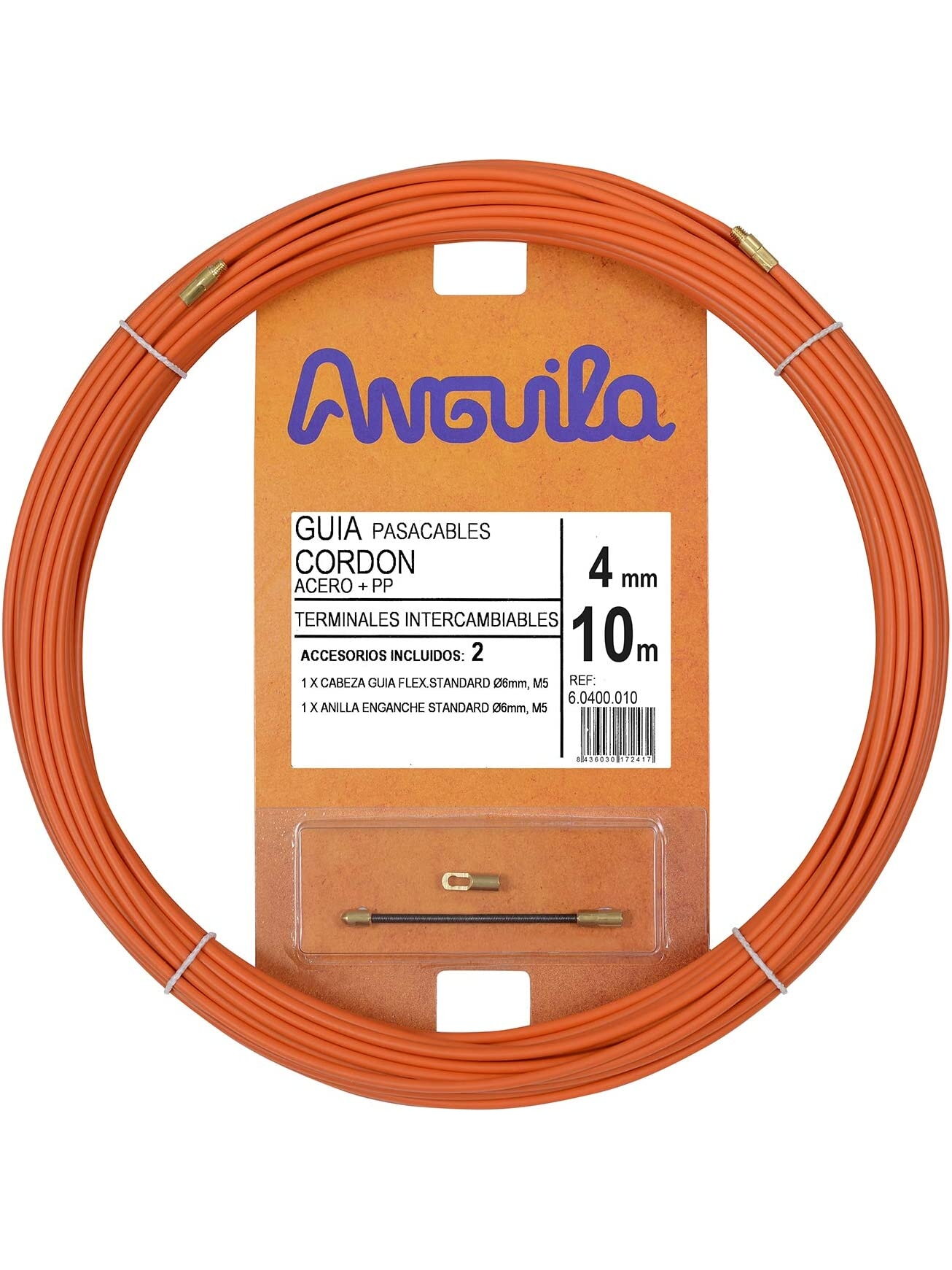Kabelio pratraukėjas (10m, 4mm, oranžinis, plieninis) Kabelio pratraukėjas (10m, 4mm, oranžinis, plieninis)