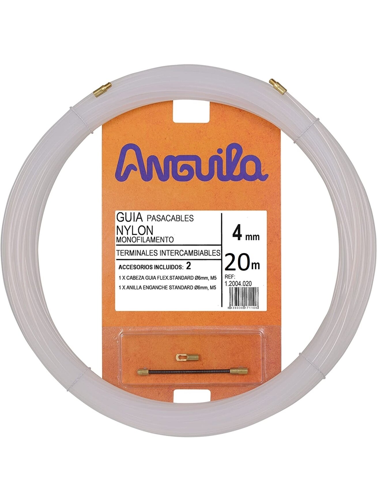 Kabelio pratraukėjas nailoninis (20m, 4mm, baltas, nailonas)