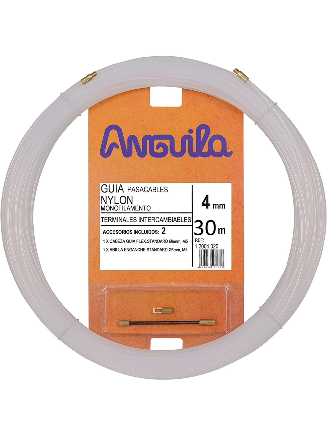 Kabelio pratraukėjas nailoninis (30m, 4mm, baltas, nailonas)