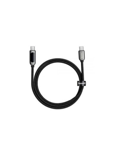 Kabelis USB C - USB C BASEUS CATSK-B01 (1.0m, 100W, su galios indikacija, juodas)