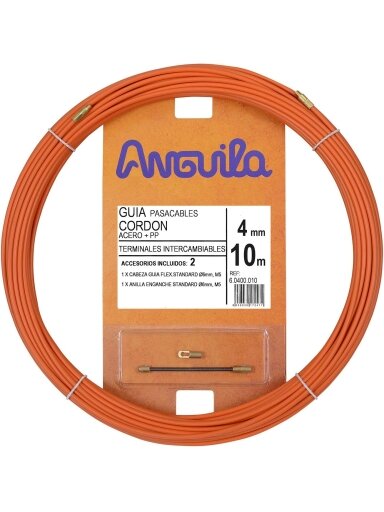 Kabelio pratraukėjas (10m, 4mm, oranžinis, plieninis)