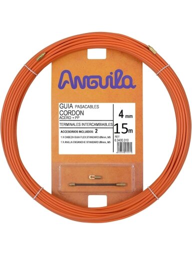 Kabelio pratraukėjas (15m, 4mm, oranžinis, plieninis)