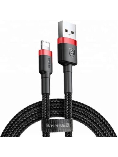 Kabelis USB A - Lightning BASEUS CALKLF-B19 (1.0m, QC3.0, nailoninis, raudonas/juodas)