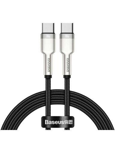 Kabelis USB C - USB C BASEUS CATJK-C01 (1.0m, 100W, duomenų perdavimui ir krovimui, juodas)
