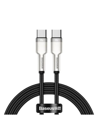 Kabelis USB C - USB C BASEUS CATJK-D01 (2.0m, 100W, duomenų perdavimui ir krovimui, juodas)