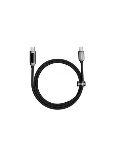 Kabelis USB C - USB C BASEUS CATSK-B01 (1.0m, 100W, su galios indikacija, juodas)