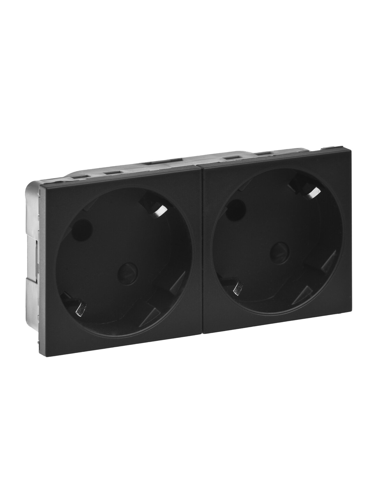 Kištukinis lizdas Legrand 079372L (juodas, matinis, 2x2P+E 45° kampas, IP20)
