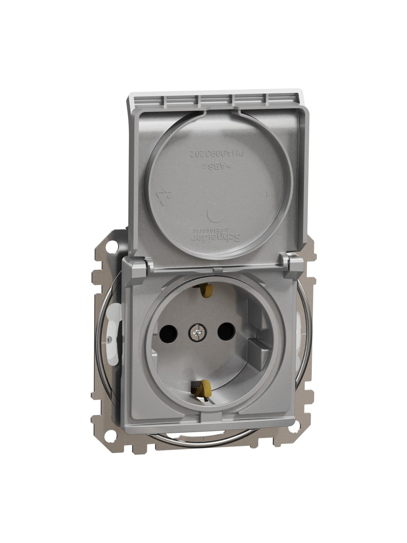 Kištukinis lizdas su įžeminimu ir dangteliu Schneider Electric Sedna Design SDD213024 (IP44, aliuminis)