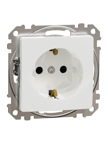 Kištukinis lizdas su įžeminimu ir apsauga nuo vaikų Schneider Electric Sedna Design SDD111022 (baltas)