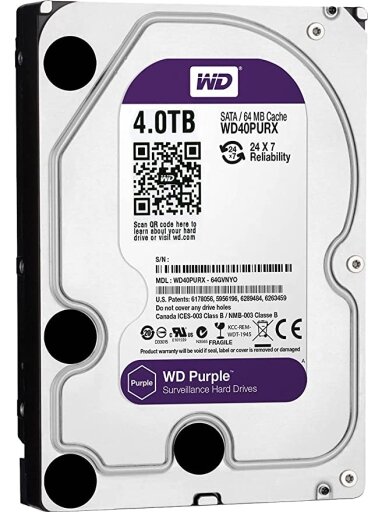 Kietas diskas WD Purple WD40PURX Surveillance 4 TB
