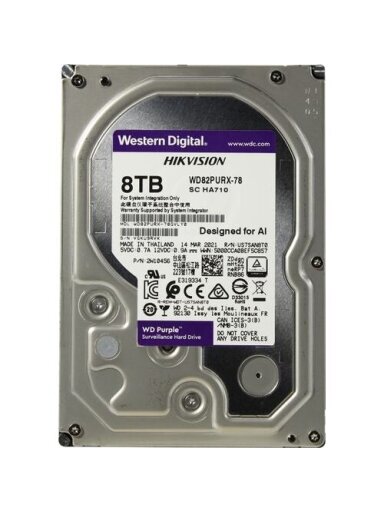 Kietas diskas WD Purple WD82PURX-78 Hikvision Surveillance 8 TB