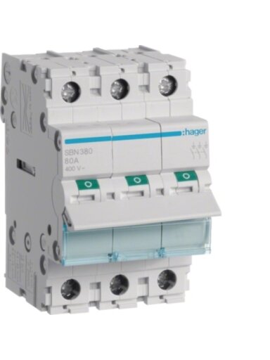 Kirtiklis Hager SBN380 (3P, 80A, 400V, 3 mod.)