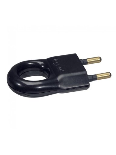 Kištukas Legrand 050163 (juodas, laidas iš šono, su žiedu, 6A, be įžeminimo)