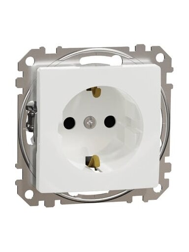 Kištukinis lizdas su įžeminimu ir apsauga nuo vaikų Schneider Electric Sedna Design SDD111022 (baltas)