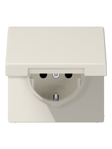 Kištukinis lizdas su įžeminimu ir dangteliu JUNG LS1520KL (dramblio kaulo spalvos, 16A/250V)