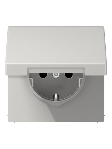 Kištukinis lizdas su įžeminimu ir dangteliu JUNG LS1520KLLG (pilkas, 16A/250V)