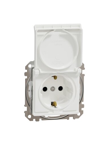 Kištukinis lizdas su įžeminimu ir dangteliu Schneider Electric Sedna Design SDD211024 (baltas, IP44)