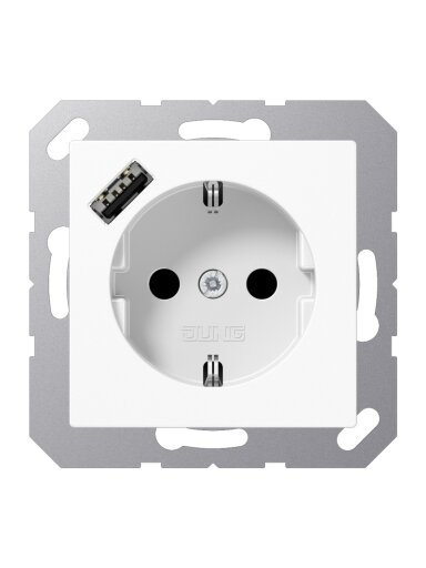 Kištukinis lizdas su USB A lizdu JUNG A1520-18AWW (baltas, 16A/250V)