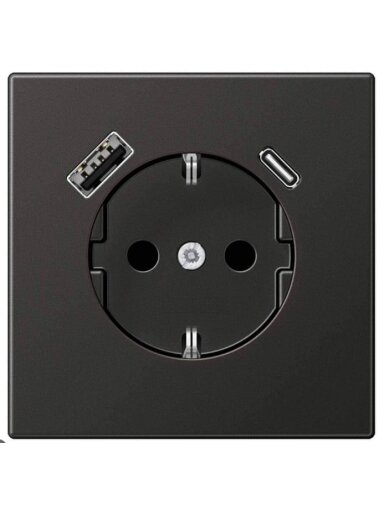 Kištukinis lizdas su USB prievadais JUNG LS1520AN (antracito spalvos, 16A/250V)