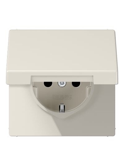 Kištukinis lizdas su įžeminimu ir dangteliu JUNG LS1520KL (dramblio kaulo spalvos, 16A/250V)