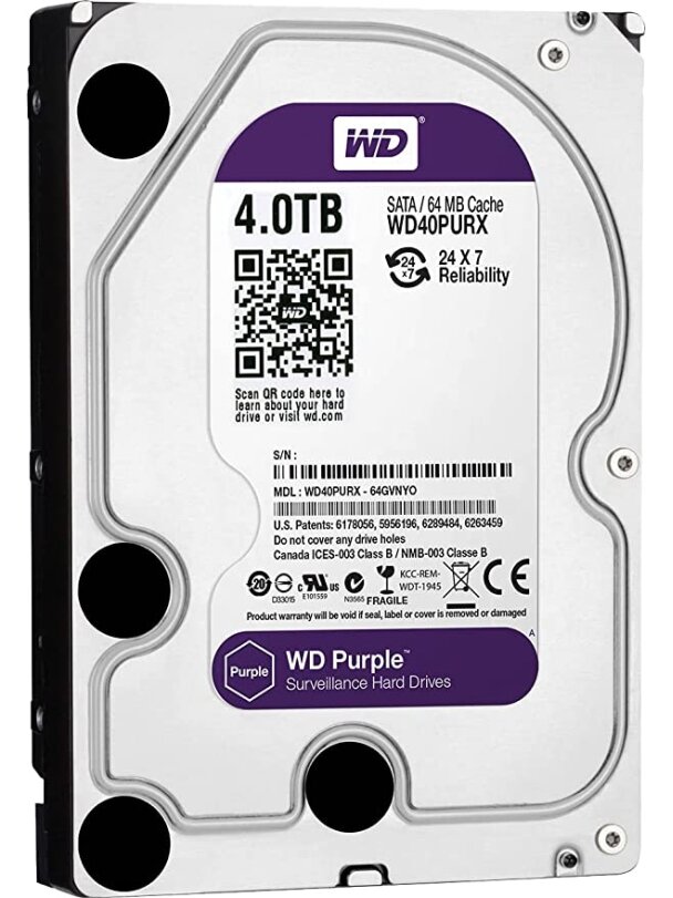 Kietas diskas WD Purple WD40PURX Surveillance 4 TB Kietas diskas WD Purple WD40PURX Surveillance 4 TB