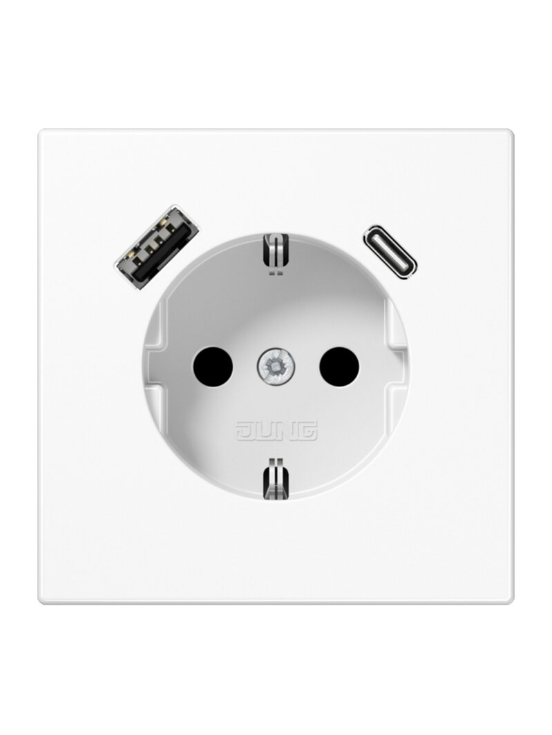 Kištukinis lizdas su USB+USB-C JUNG LS1520-15CAWW (baltas, 16A/250V) Kištukinis lizdas su USB+USB-C JUNG LS1520-15CAWW (baltas, 16A/250V)