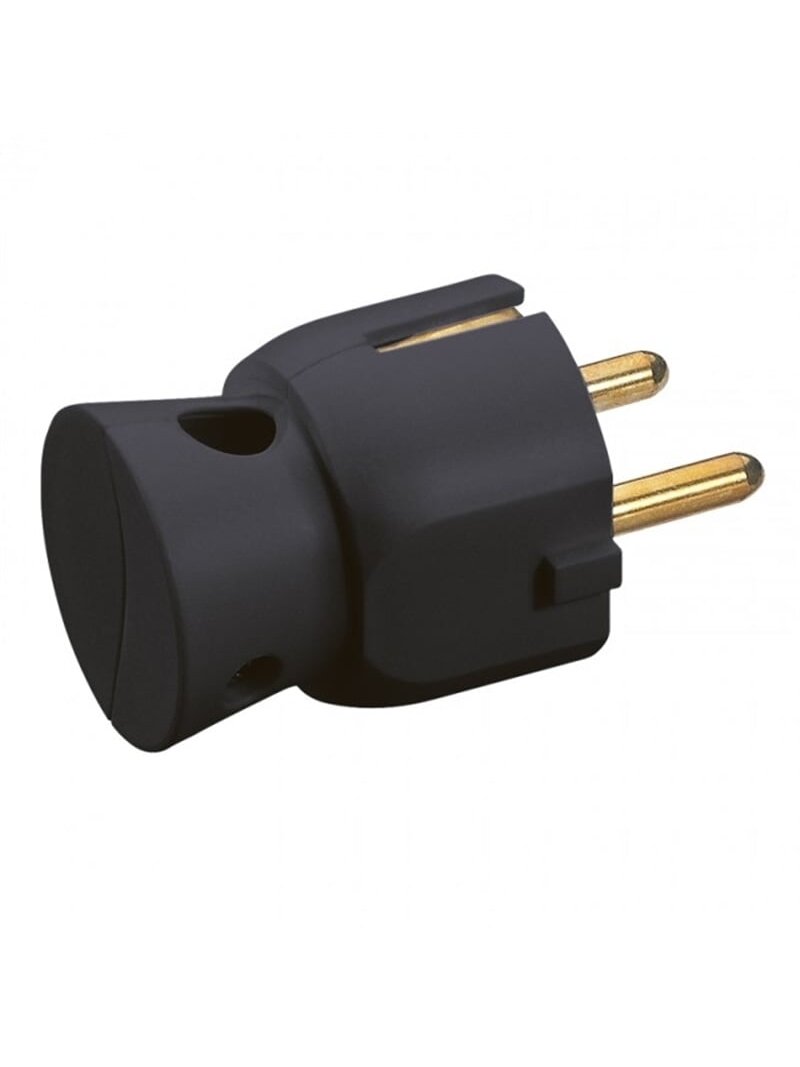 Kištukas Legrand 050178 (juodas, laidas iš šono, 16A, 250V)