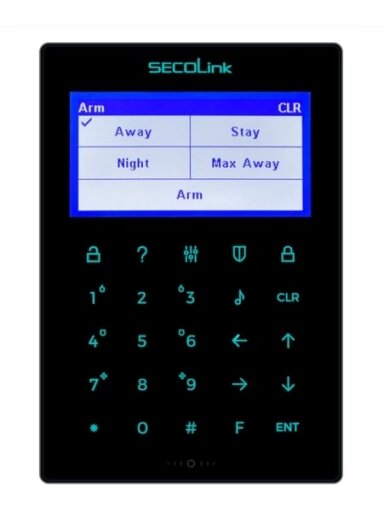 Klaviatūra SECOLINK KM25M (juoda, LCD, balso pranešimai, liečiamas ekranas)