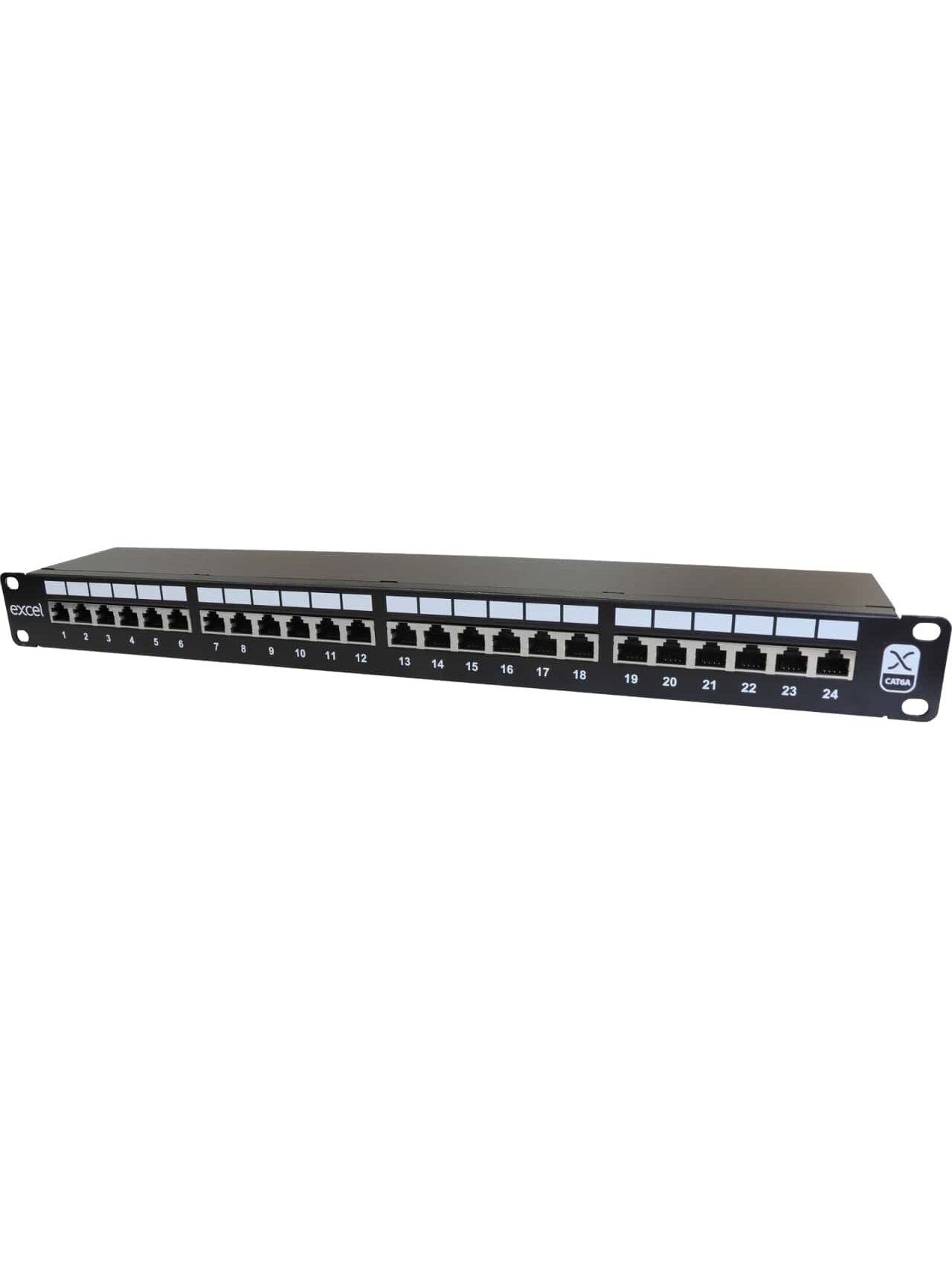 Komutacinė panelė 24 prievadų Excel 100-032 (19'', 1U, ekranuota, Cat6e, LSA)