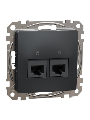 Kompiuterinis lizdas 2xRJ45 UTP Cat6 Schneider Electric Sedna Design SDD114462 (antracitas)