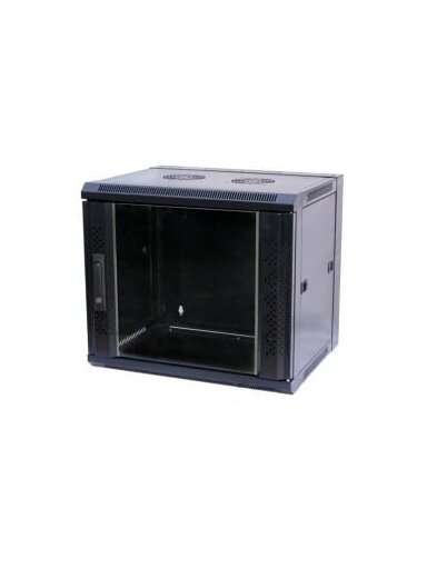 Komutacinė pakabinama spinta 19" 7U 540x400x300mm (antracito, nesurinkta, stiklinės durys)