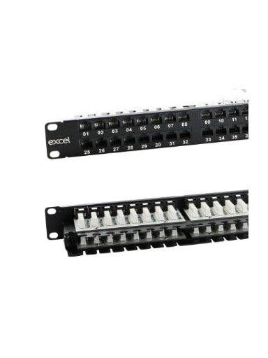 Komutacinė panelė 19" 1U 48 portų Excel 100-394 (Cat.6e)