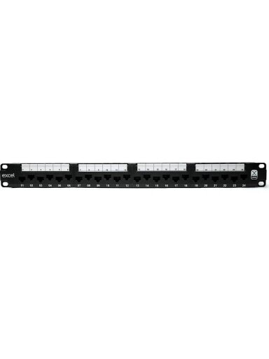 Komutacinė panelė 19'' 1U, EXCEL 100-155 (FTP, 6 kat., 24 portų, neekranuota, juoda)