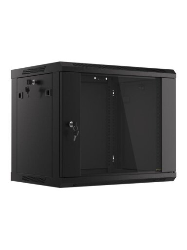 Komutacinė spinta 19'' pakabinama 9U 600x450x500 (juoda, surinkta)