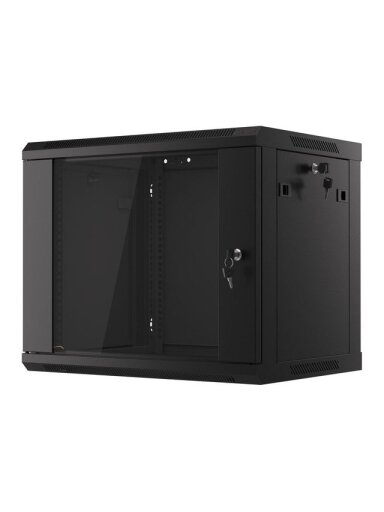 Komutacinė spinta 19'' pakabinama 9U 600x450x500 (surinkta, juoda)
