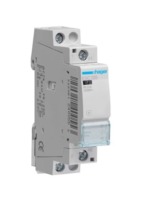 Kontaktorius Hager ESC125 (1P, 25A, 230V)
