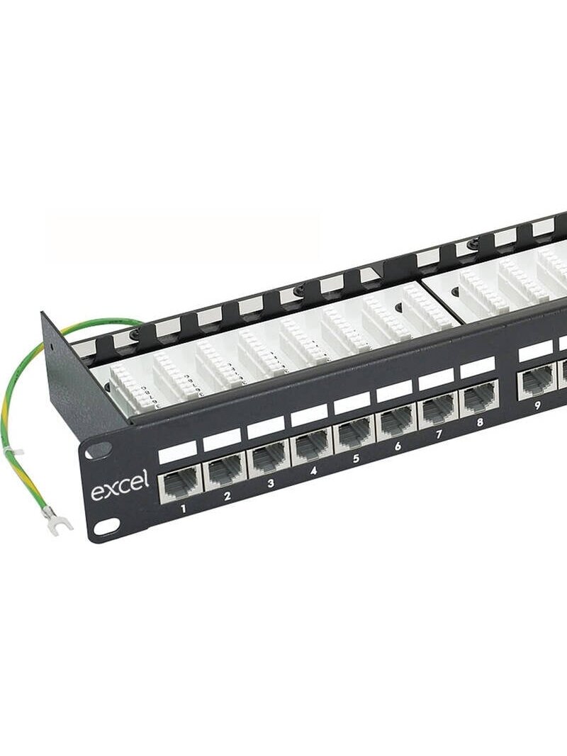 Komutacinė panelė 19'' 1U, EXCEL 100-013 (FTP, 6 kat., 24 portų, ekranuota, LSA) Komutacinė panelė 19'' 1U, EXCEL 100-013 (FTP, 6 kat., 24 portų, ekranuota, LSA)