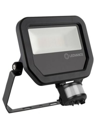 LED prožektorius su judesio davikliu (juodas, 20w, 3000K, IP65, 2400lm) Ledvance 4058075460911