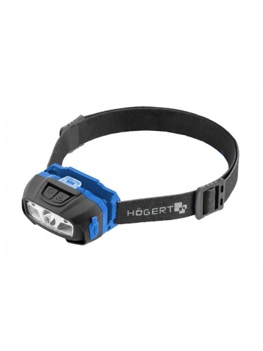 LED žibintuvėlis ant galvos Hogert HT1E421 (5W, 220lm, AAA)