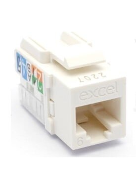 Lizdas EXCEL 100-011 RJ45 (Baltas, Cat6, UTP, keystone) Lizdas EXCEL 100-011 RJ45 (Baltas, Cat6, UTP, keystone)