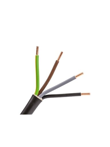 Lietkabelis CYKY 3x4 mm2 juodas jėgos kabelis (100 m, monolitinis, 450/750V)