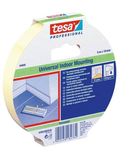 Lipni dvipusė juosta vidaus darbams TESA 1.5m x 19mm 66958-00006-00