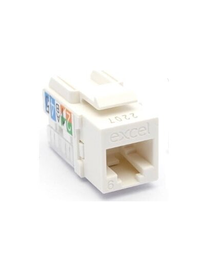 Lizdas EXCEL 100-011 RJ45 (Baltas, Cat6, UTP, keystone)