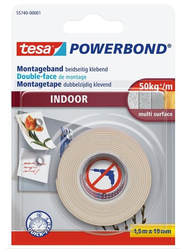 Lipni dvipusė juosta vidaus darbams TESA POWERBOND 1.5m x 19mm 55740-00004-04 Lipni dvipusė juosta vidaus darbams TESA POWERBOND 1.5m x 19mm 55740-00004-04