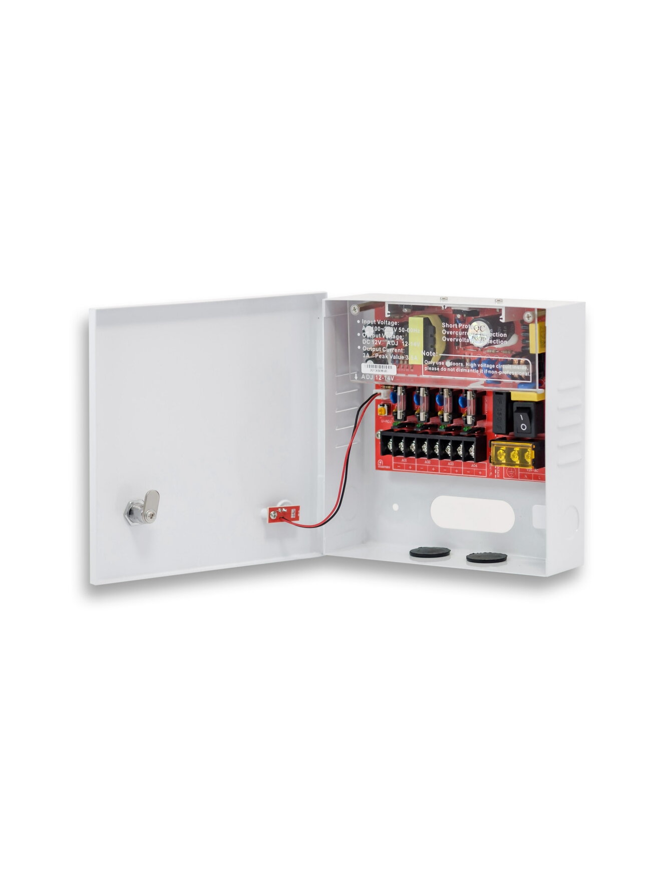 Maitinimo blokas su korpusu PowerBubble PBWD1203-04C (3A/12V, 4 išėjimai su saug.)