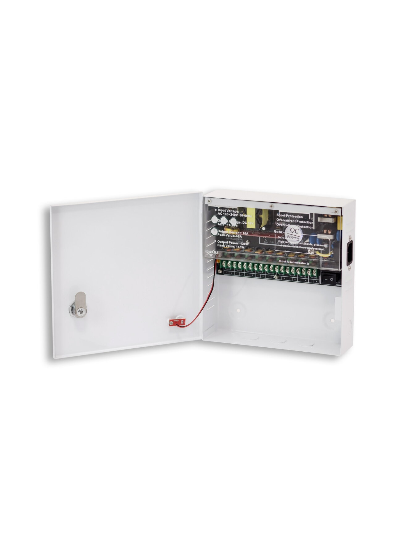 Maitinimo blokas su korpusu PowerBubble PBWD1210-09C (10A/12V, 9 išėjimai su saug.)