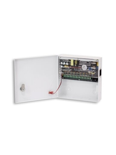 Maitinimo blokas su korpusu PowerBubble PBWD1210-09C (10A/12V, 9 išėjimai su saug.)